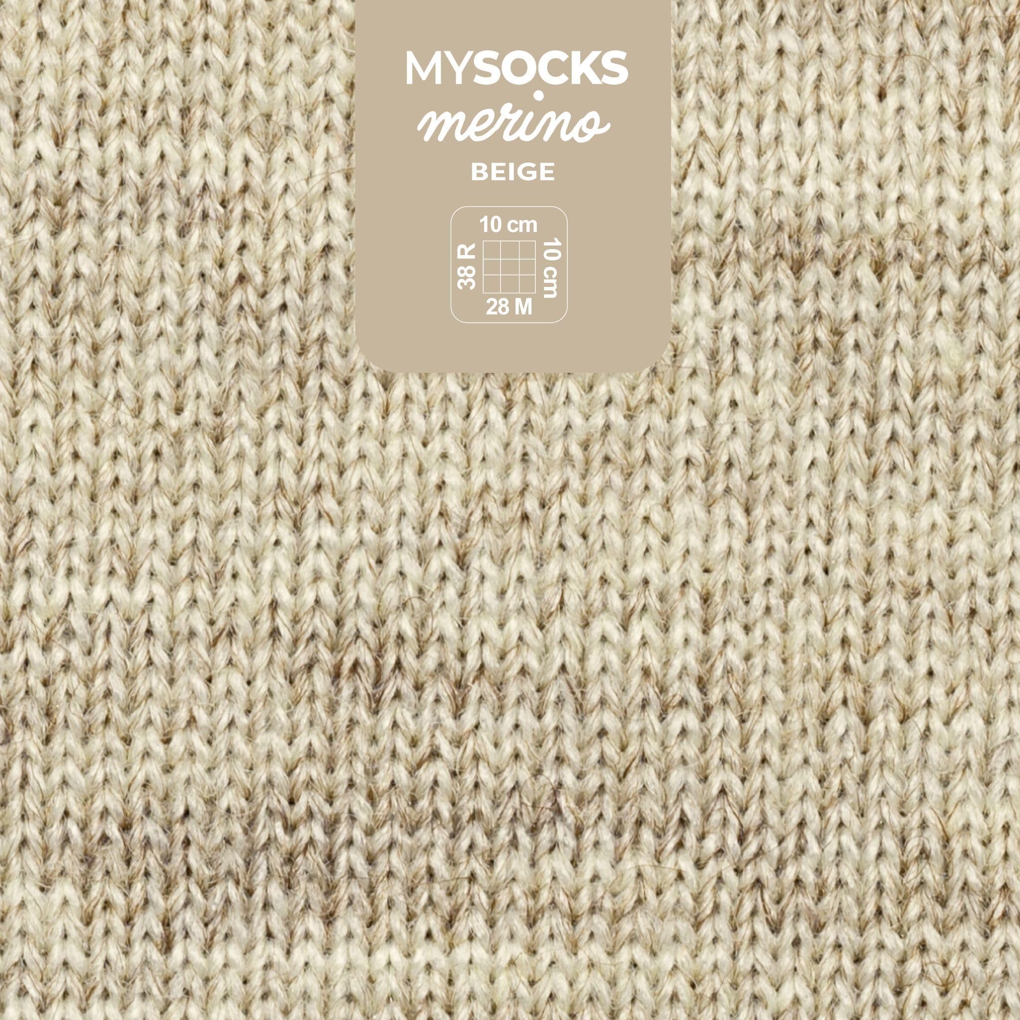 myboshi mysocks Merino, extra weiche 4-fädige Merino-Sockenwolle, 75% Schurwolle, 25% Polyamid, filzfrei, 100g, 420m Beige, 5 Knäuel