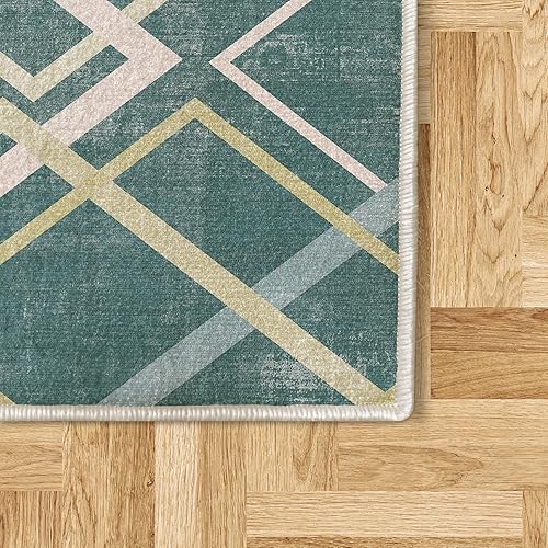 Miniatura 8 de Ambesonne Alfombra decorativa geométrica, escena clásica de cubos de diseño futurista con líneas de boceto efecto desvanecido, alfombra de calidad