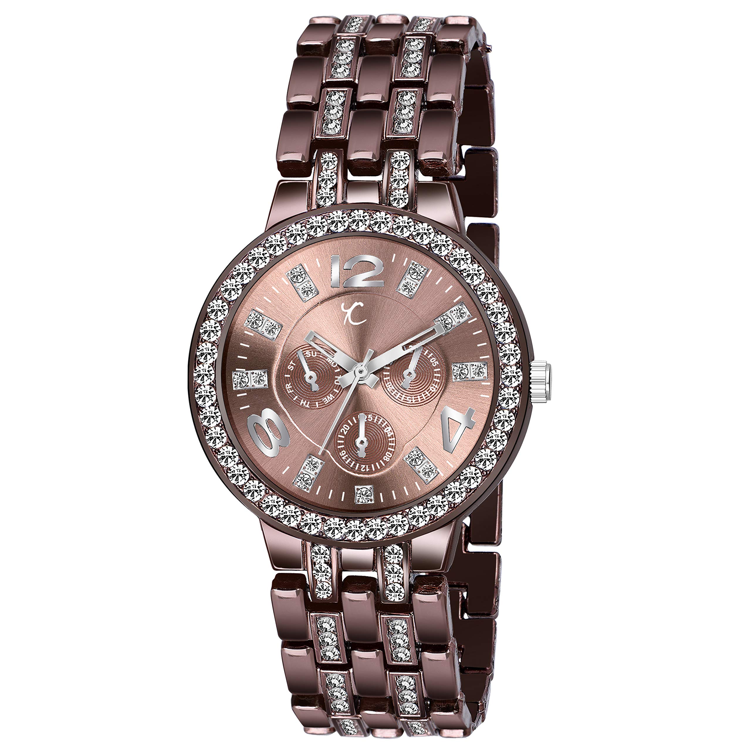 YOUTH CLUB Stone Studded Strap Watch for Girls (Brown) (B08DHZ5LRS) Amazon Price History, Amazon Price Tracker