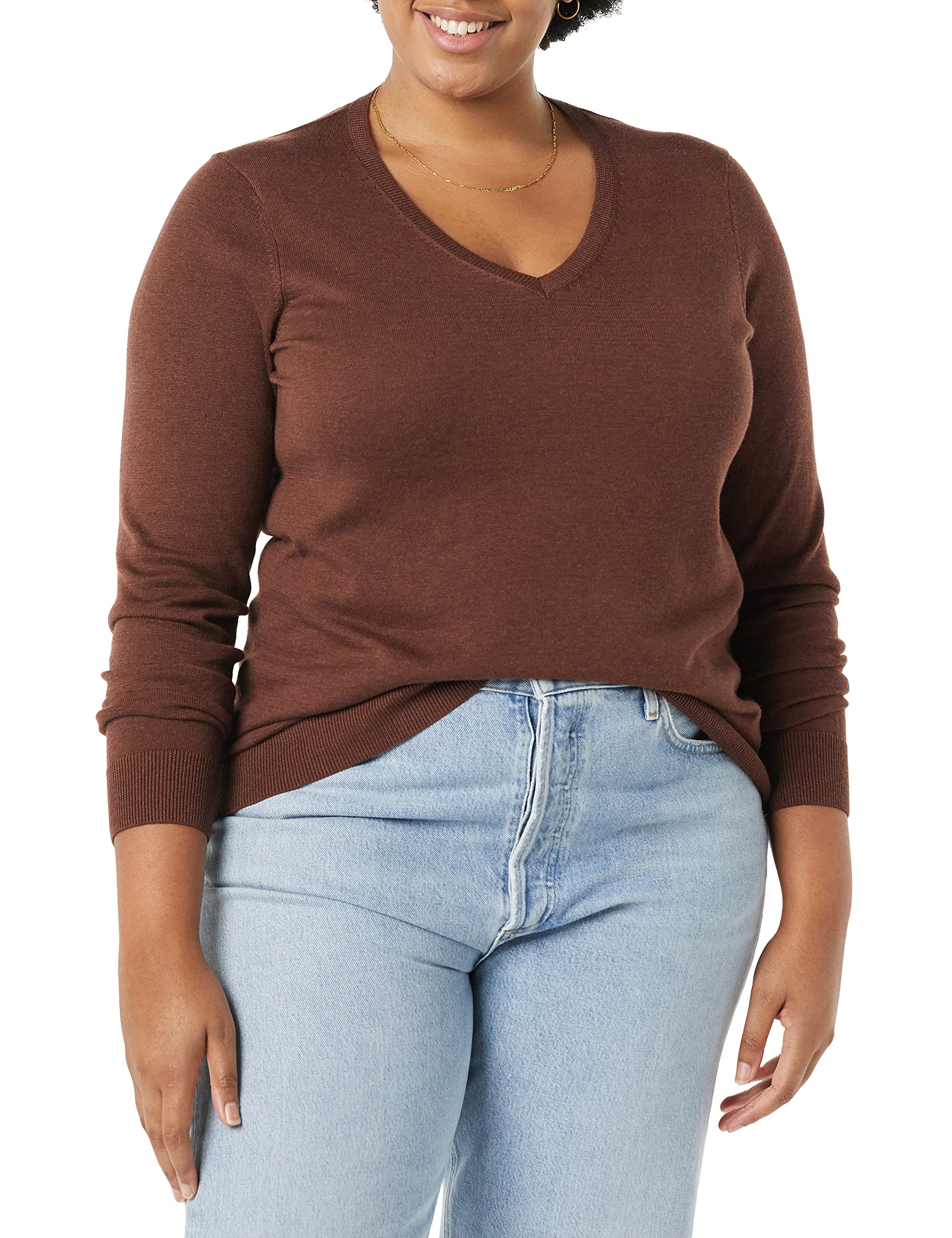 Amazon Essentials Maglione con Scollo A v A Maniche Lunghe Leggera con vestibilità Classica (Taglie Forti Disponibili) Donna