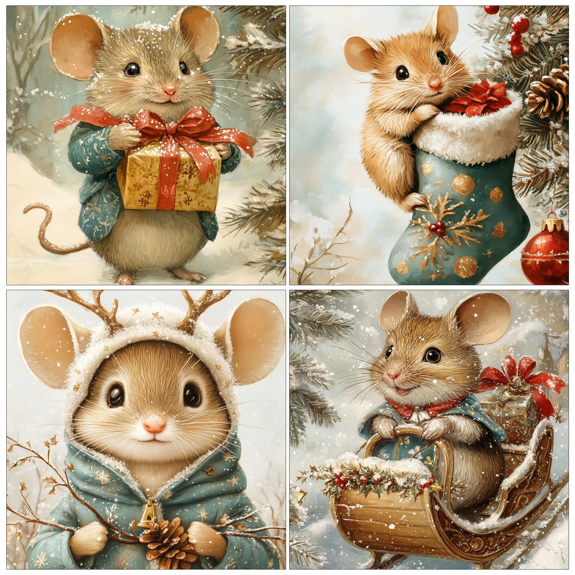Christmas Cards Pack of 24, Christmas Cards 2026 with Envelopes,150x150mm