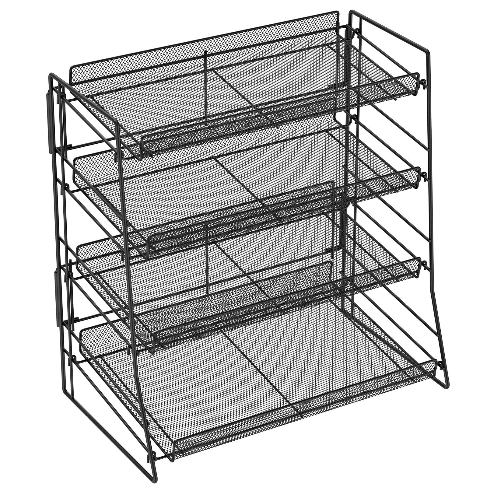 Eyoulife Black Candy Display Rack, 4 Tier Candy Organiser, Carbon Steel Snack Organiser For Countertop, Snack Display Rack For Stores, Office, 40X22x41cm
