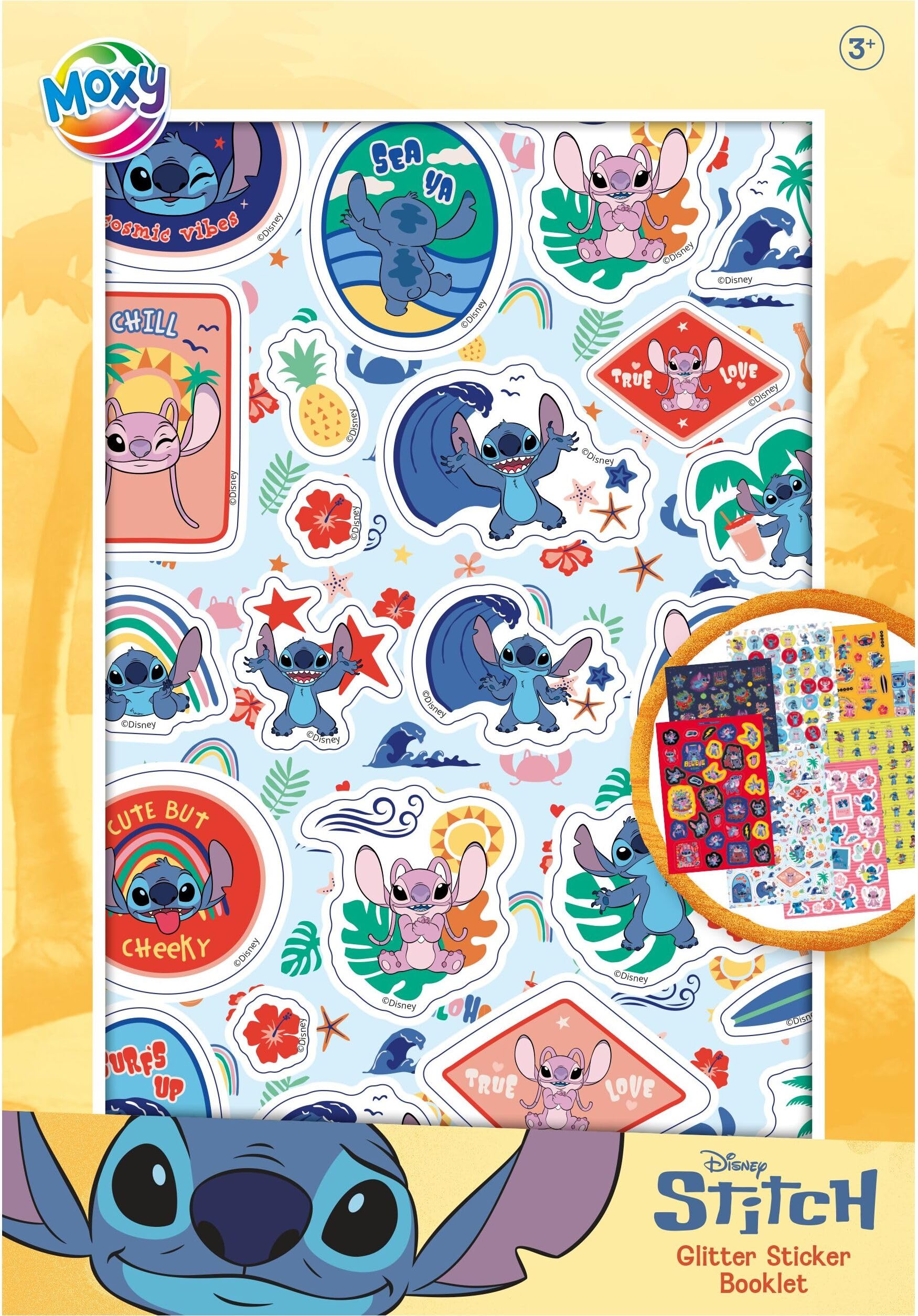 Totum Disney Stitch Creative Glitter A5 Sticker Booklet 8 Sheets of Stickers