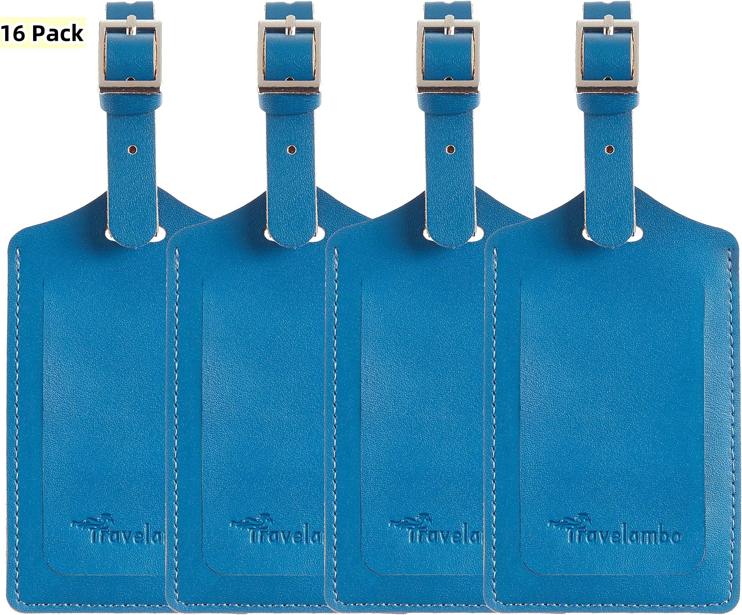 Travelambo Luggage Tags for Suitcases PU Leather Travel Tags Bag Tags Privacy Protection Travel Essentials
