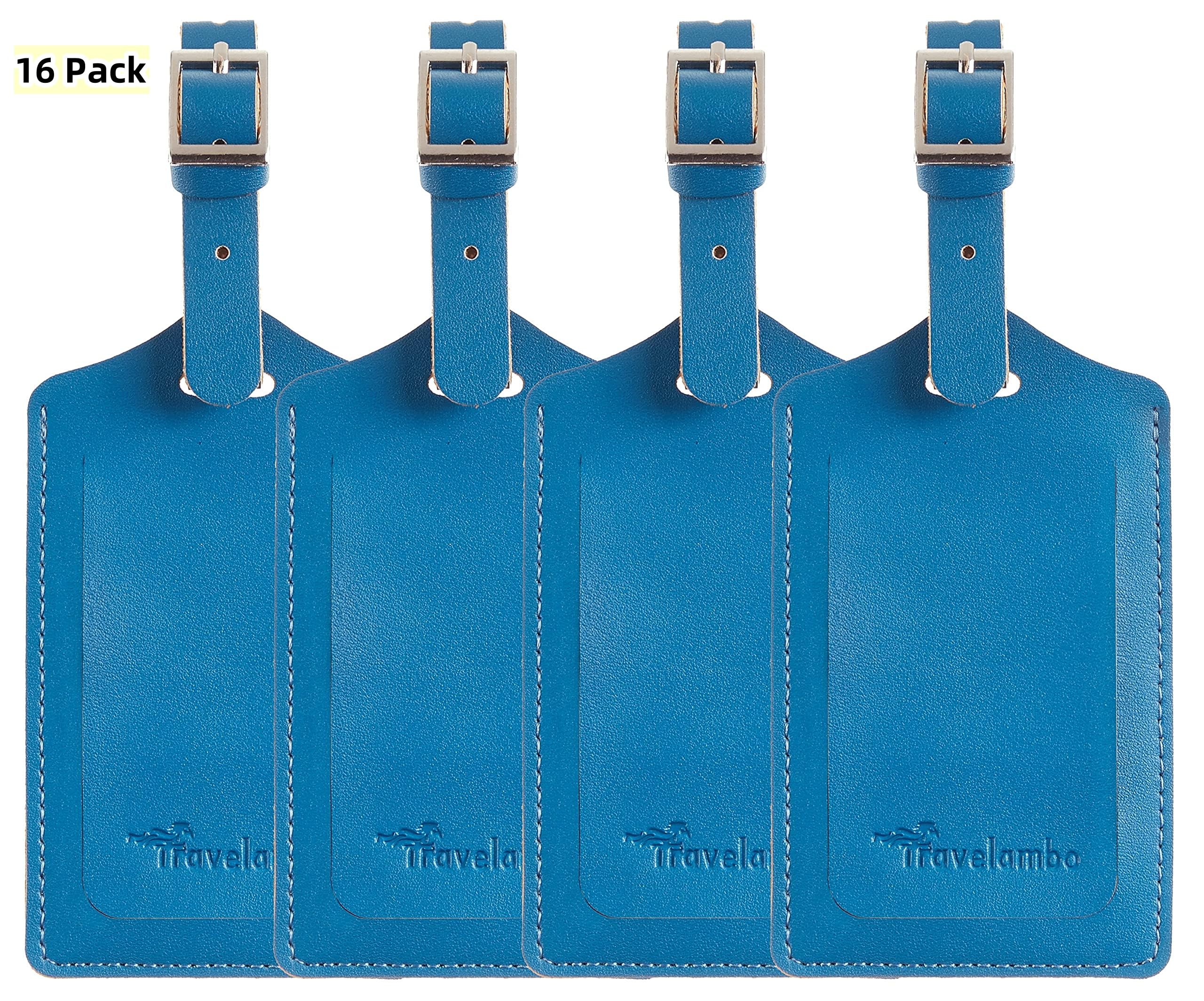 Travelambo Luggage Tags for Suitcases PU Leather Travel Tags Bag Tags Privacy Protection Travel Essentials