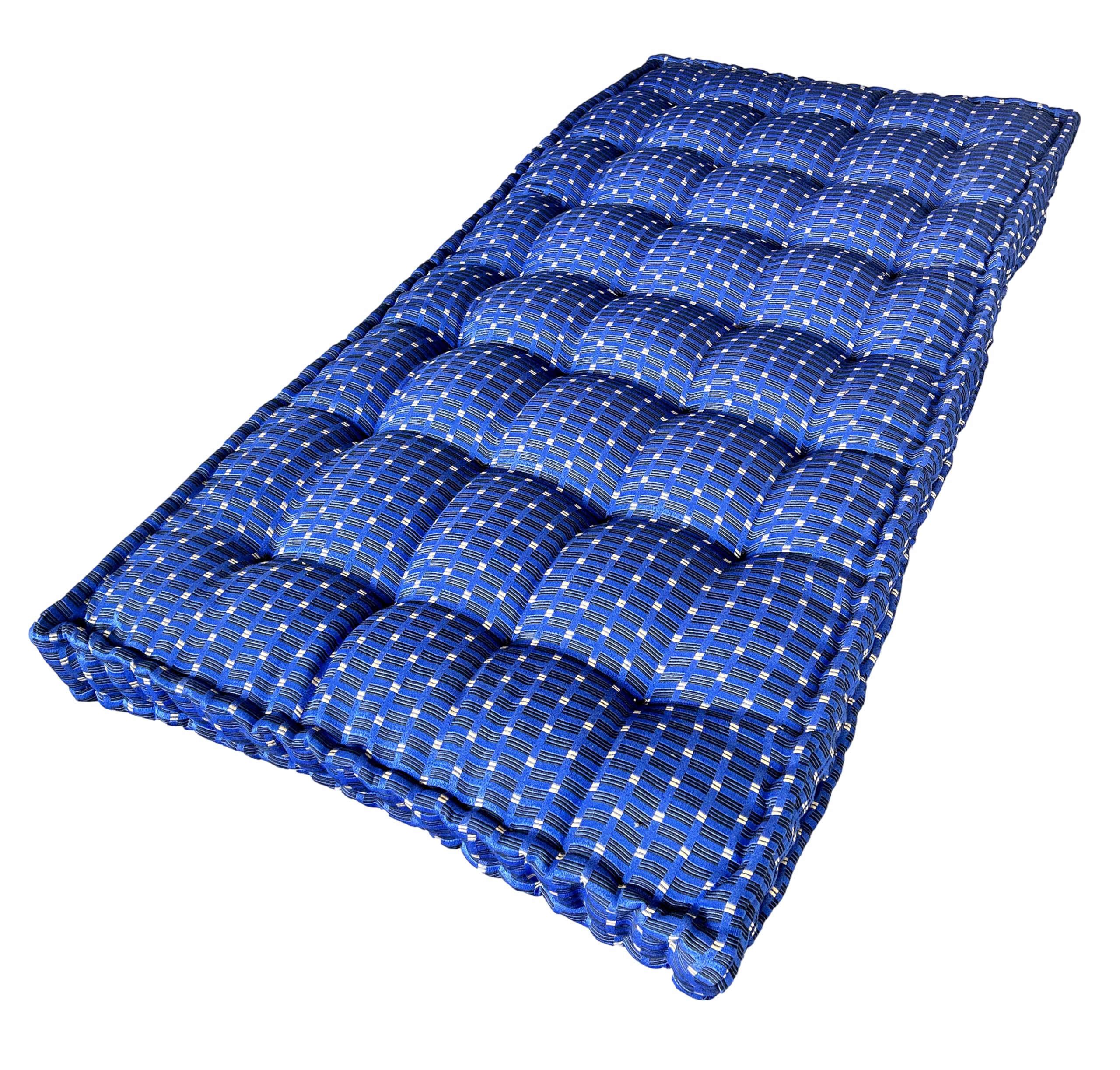 Adim's Traditional Indian Blue Premium Gadda Box Mattress | Medium Firm Cotton Quilt Mattress | Handcrafted Floor Bedding for Restful Sleep (2.5 x 6 Feet (30 x 72 Inches Or 75 x 180 cm))-image-16