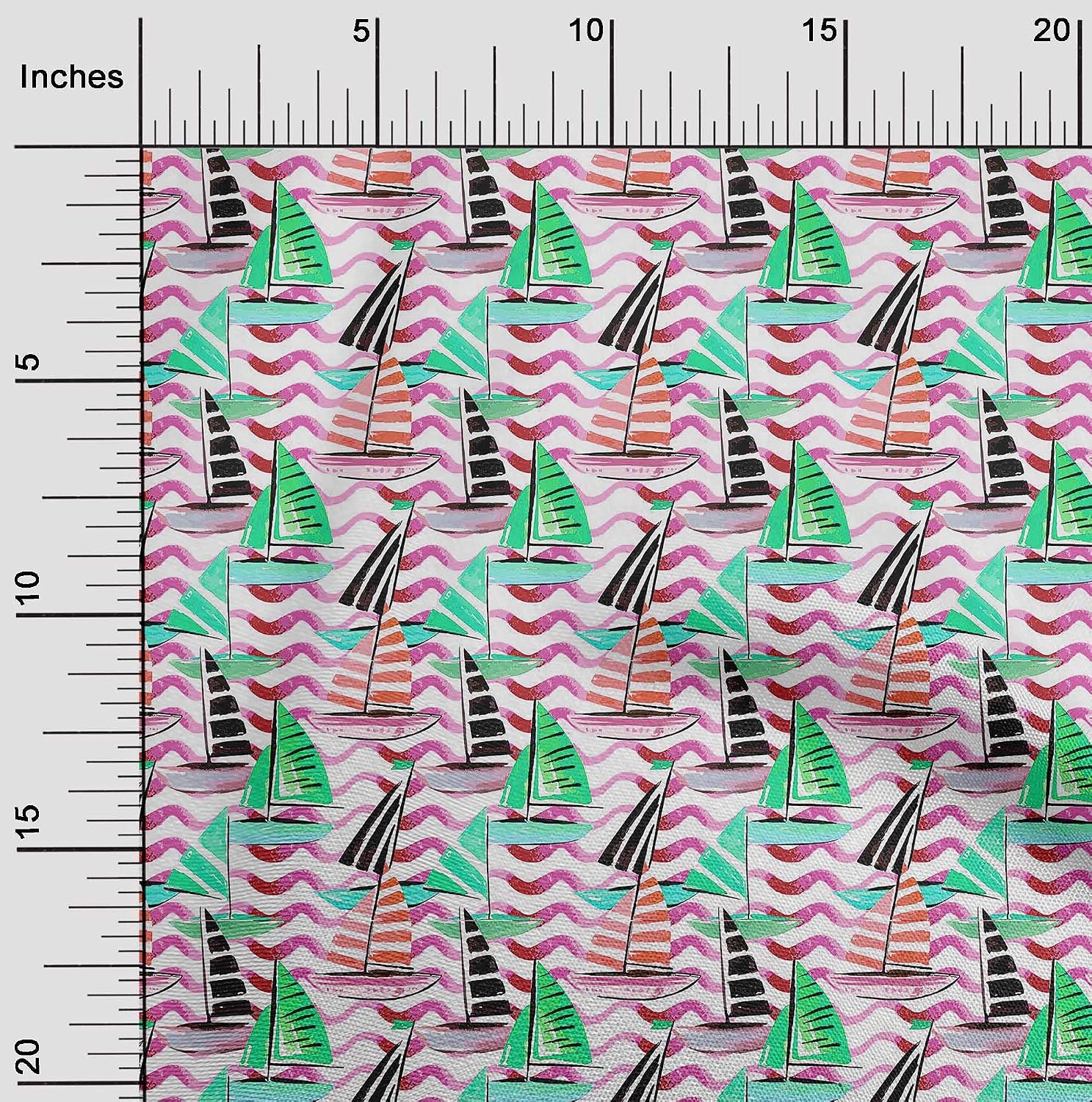 oneOone Polyester Spandex Light Green Fabric Yacht Sewing Material Print Fabric By The Yard 56 Inch Wide-G6