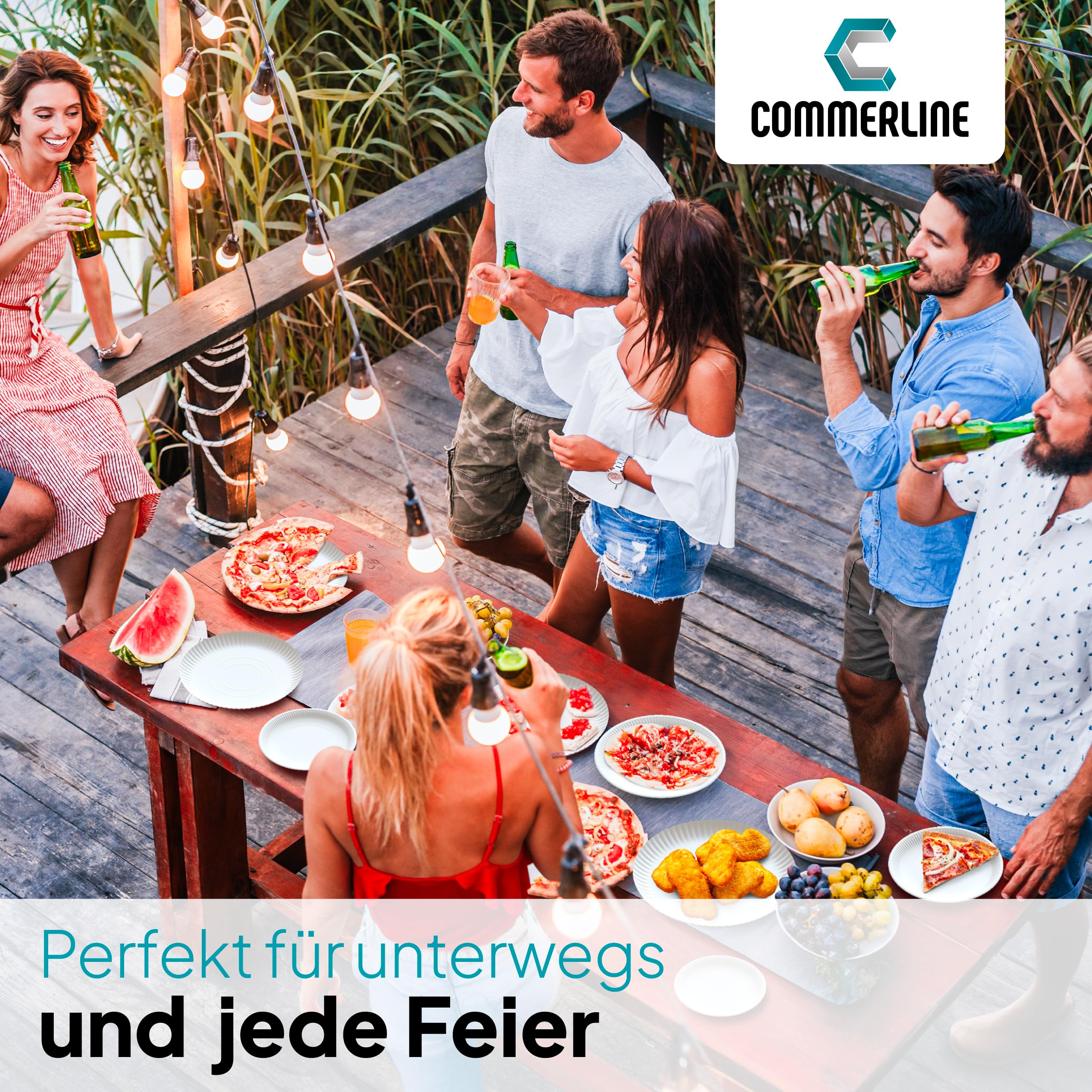 Commerline 200 Unidades Platos Redondos de Papel de 38 cm de Diámetro | Platos Desechables para Tartas, Fiestas y Aperitivos | Vajilla Desechable para Comida