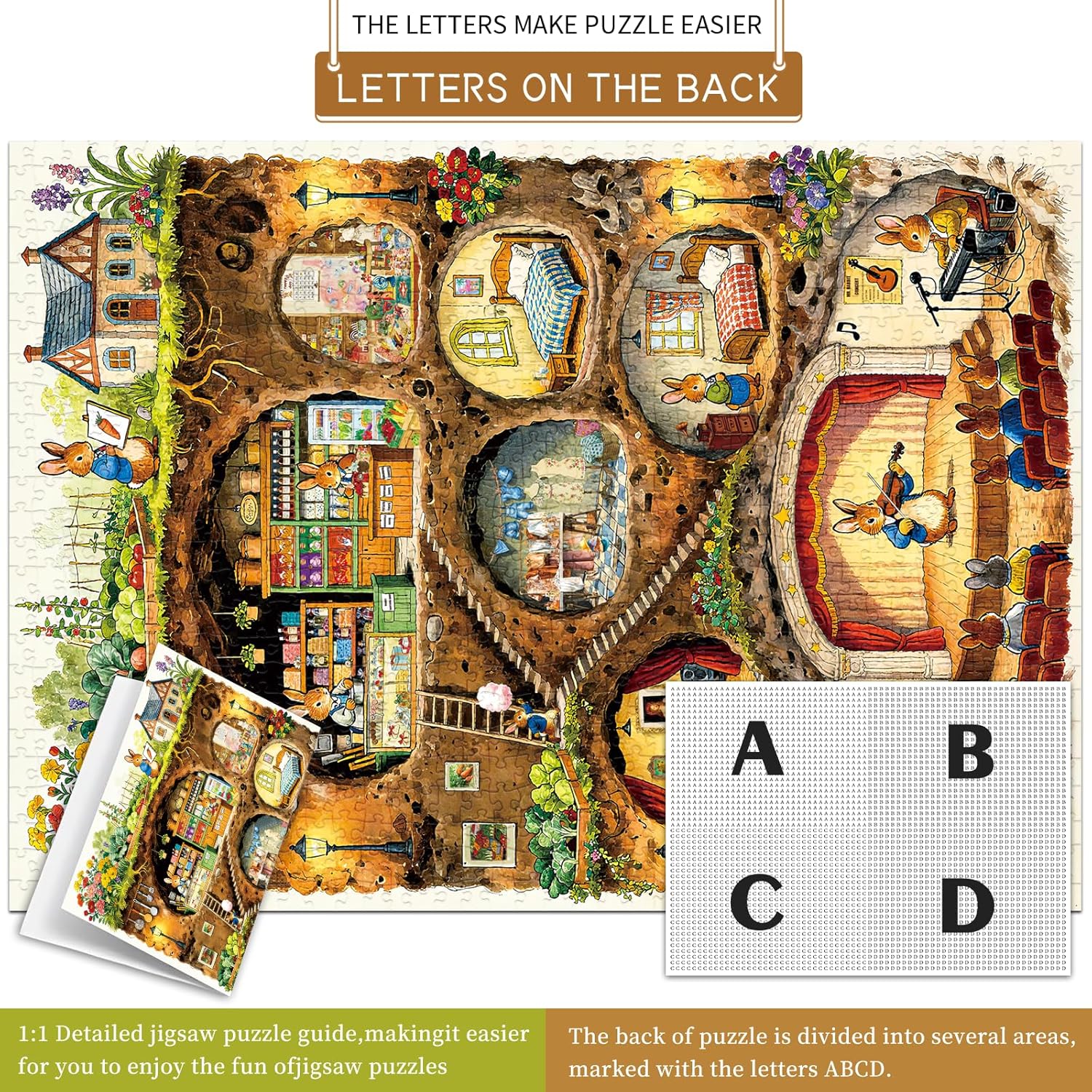 HUADADA Puzzles for Adults 1000 Pieces-Family Jigsaws Puzzles Game 1000 Piece Jigsaw Puzzles for Adults Gift-Rabbit House