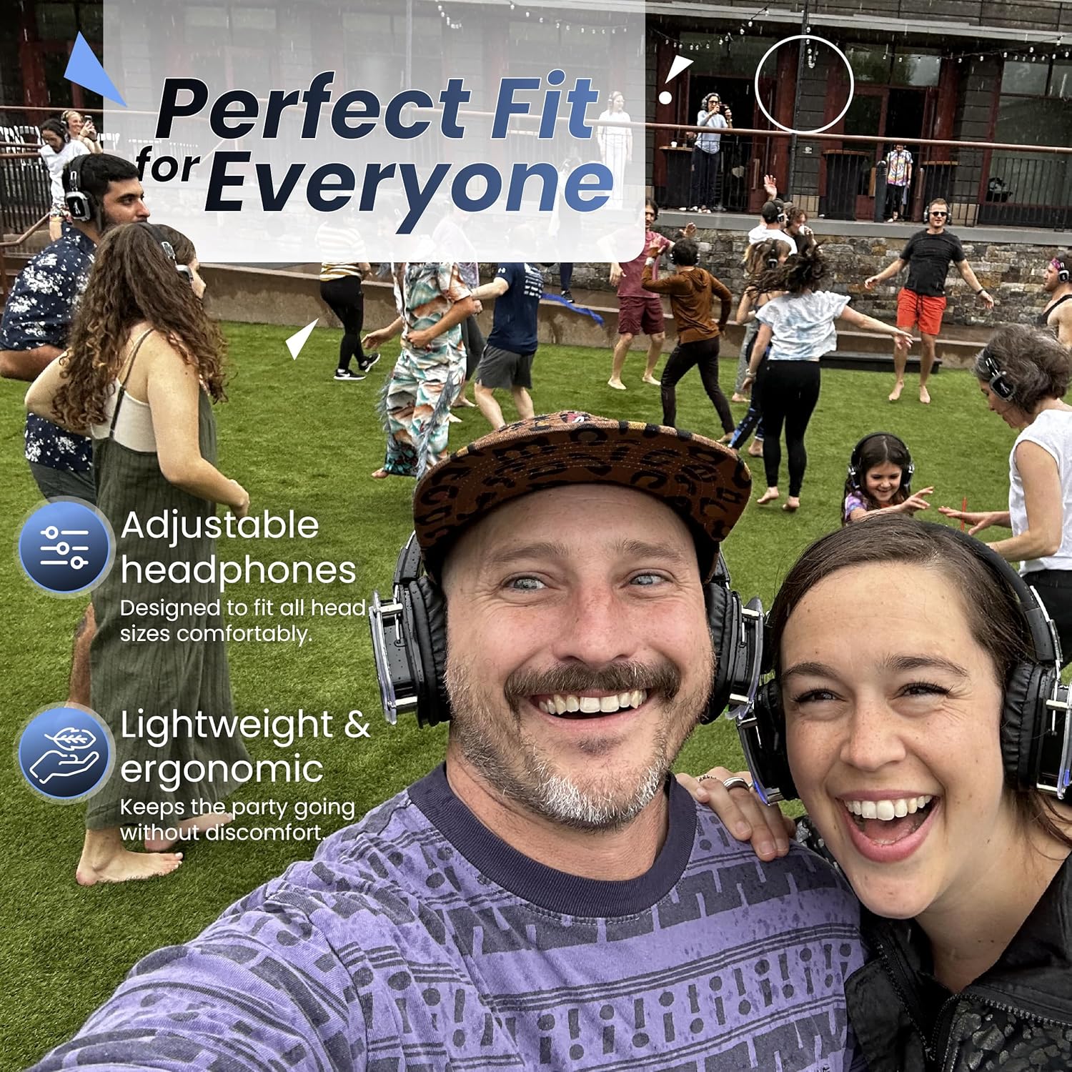 Silent Disco in a Box – 50 LED Wireless Headphones, 3 Channel Transmitters, Plug & Play for Smartphones, Laptops, Tablets, 10 Hour Battery, 500-Yard Range – Silent Disco Headphone System