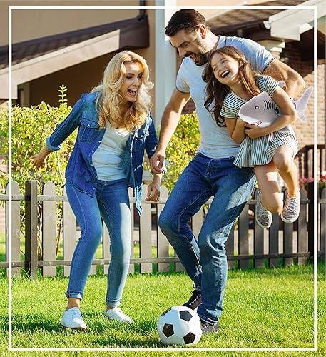 Miniatura 6 de DolliBu Animal de peluche de tiburón gris con pelota de fútbol, tiburón suave y abrazable, adorable juguete de peluche de tiburón para jugar, lindo