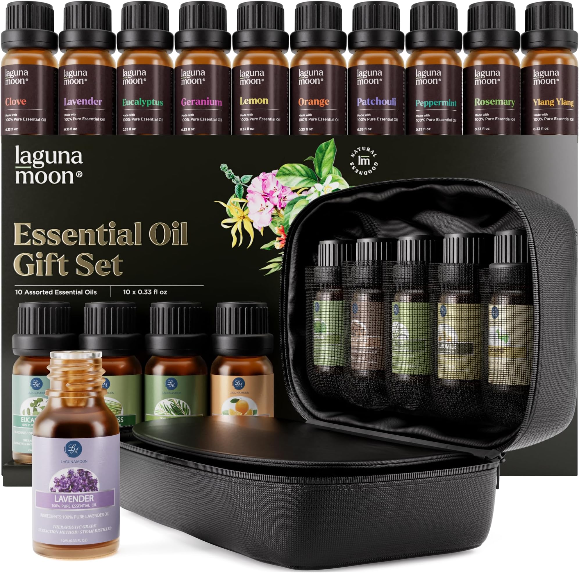 Ultimate Essential Oils Bundle: 2 x 10 Gift Set with Travel Bag and Gift Box - for Diffuser, Humidifier, Massage, Aromatherapy, Skin & Hair Care