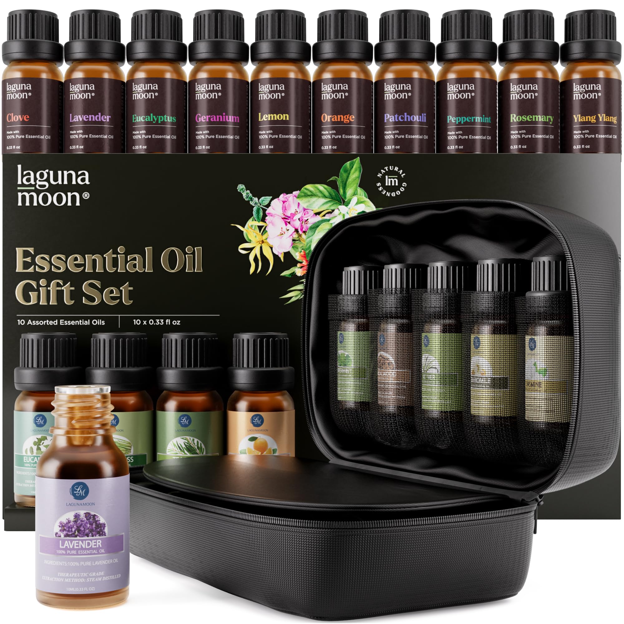 Ultimate Essential Oils Bundle: 2 x 10 Gift Set with Travel Bag and Gift Box - for Diffuser, Humidifier, Massage, Aromatherapy, Skin & Hair Care
