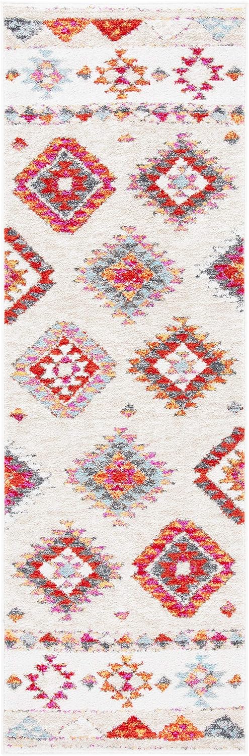 SAFAVIEH Adirondack Collection Runner Rug - 2'6" x 8', Beige & Red, Boho Tribal Design, Non-Shedding & Easy Care, Ideal for High Traffic Areas in Living Room, Bedroom (ADR252B)
