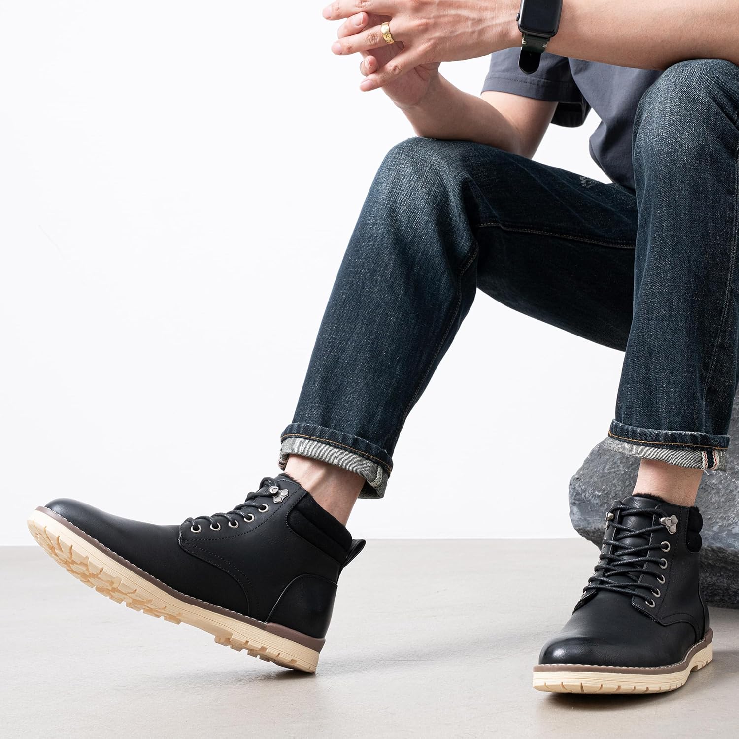 Vostey Men's Hiking Boots Waterproof Casual Chukka Boots for Men - Image 2