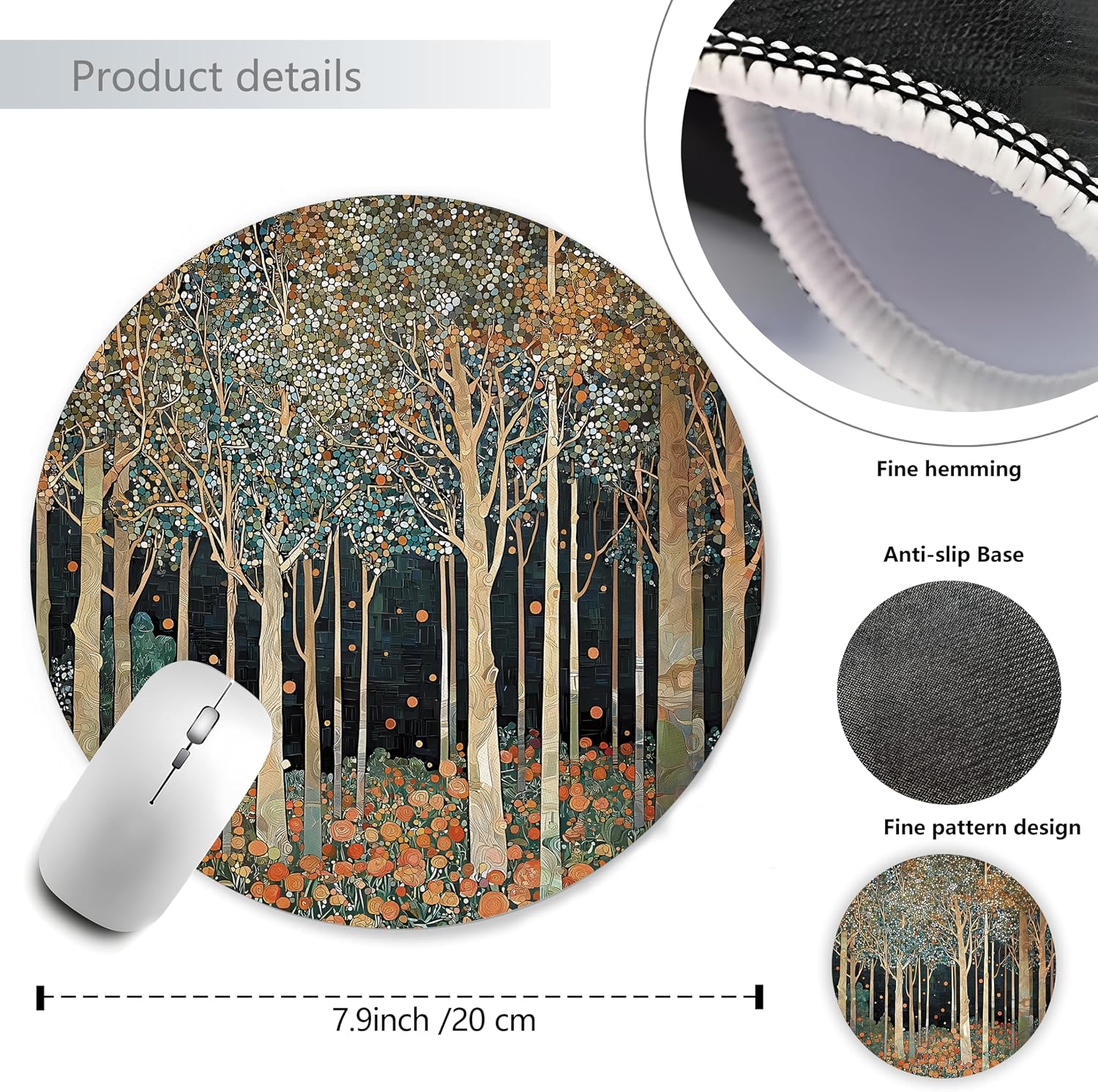 Vintage William Morris Forest Mouse Pad for Desk,Aesthetic Mouse Pad,Vintage Nature Themed Mousepad for Computers Laptop Desk Home Office, Gifts for Forest Decor Lovers, 7.9x7.9Inch image 3