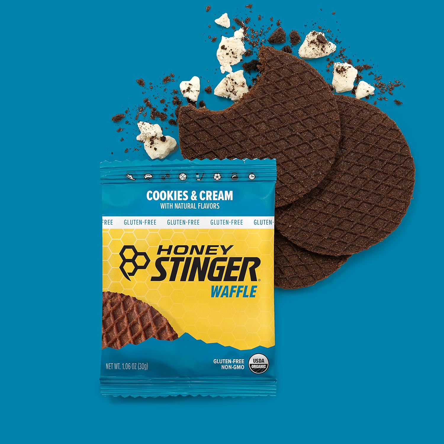 Honey Stinger Organic Gluten Free Cookies & Cream Waffle | Energy Stroopwafel for Exercise, Endurance and Performance | Sports Nutrition for Home & Gym, Pre and Post Workout | 12 Waffles, 12.72 Ounce : Everything Else