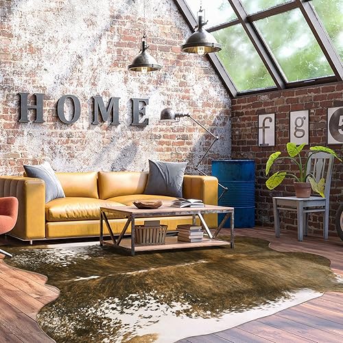 Miniatura 3 de BENRON Alfombra de piel de vaca sintética, alfombra de piel de vaca occidental para sala de estar, dormitorio, decoración del hogar, alfombra