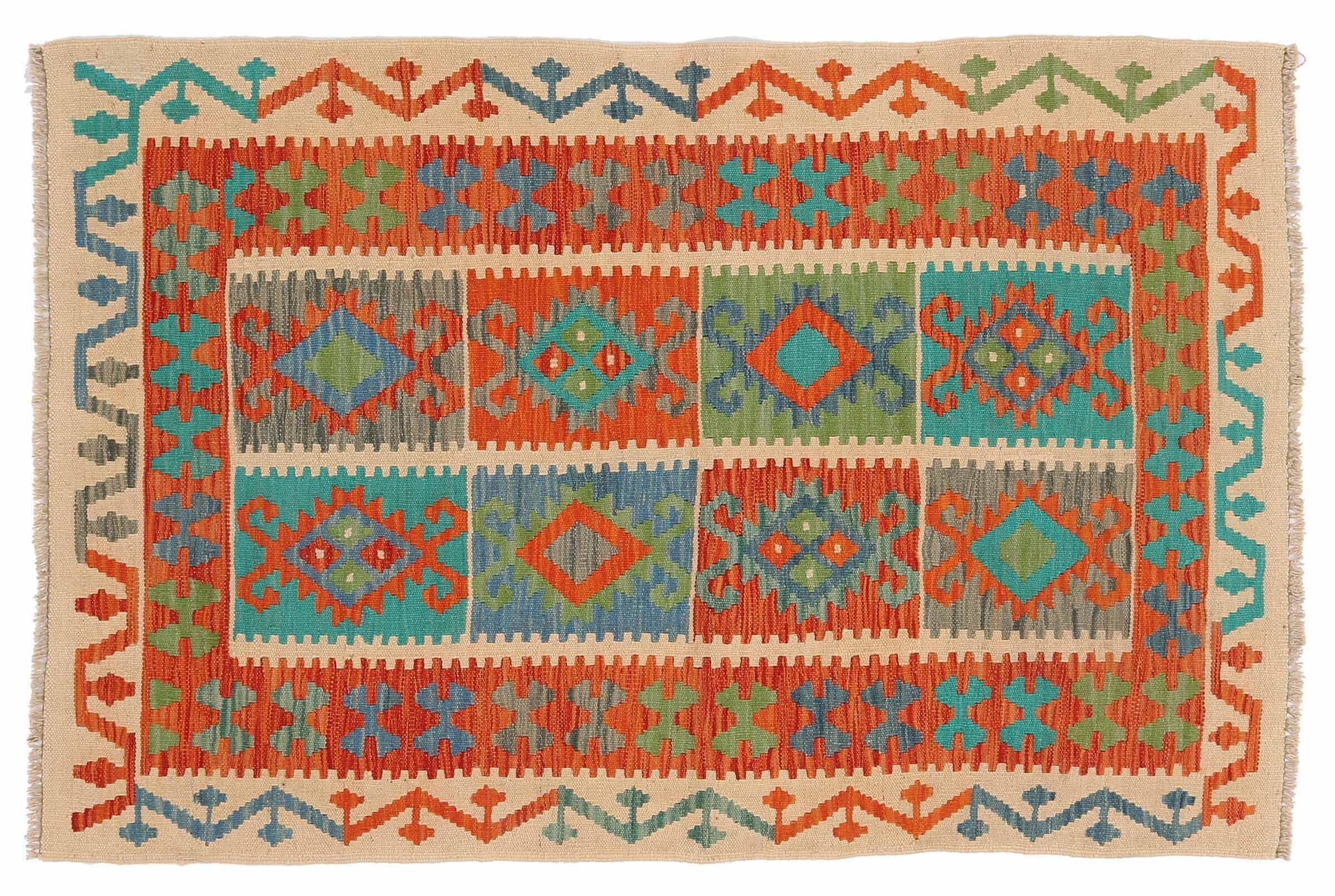 Kelim afghan Maimana fait main 100x150, la qualité du tissage traditionnel