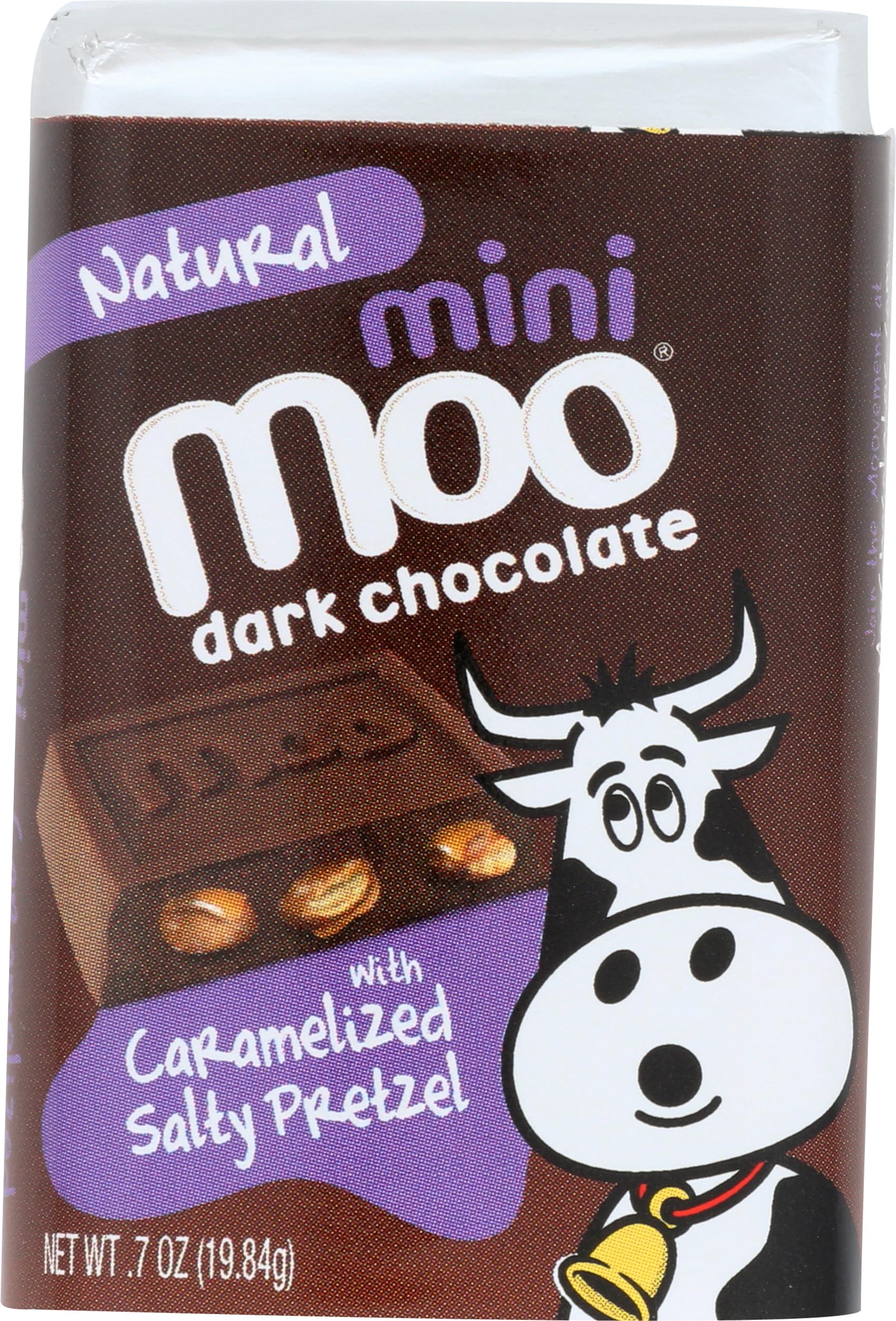 Moo Chocolate Mini Dark Chocolate Caramel Pretzel Bar, 0.7 OZ