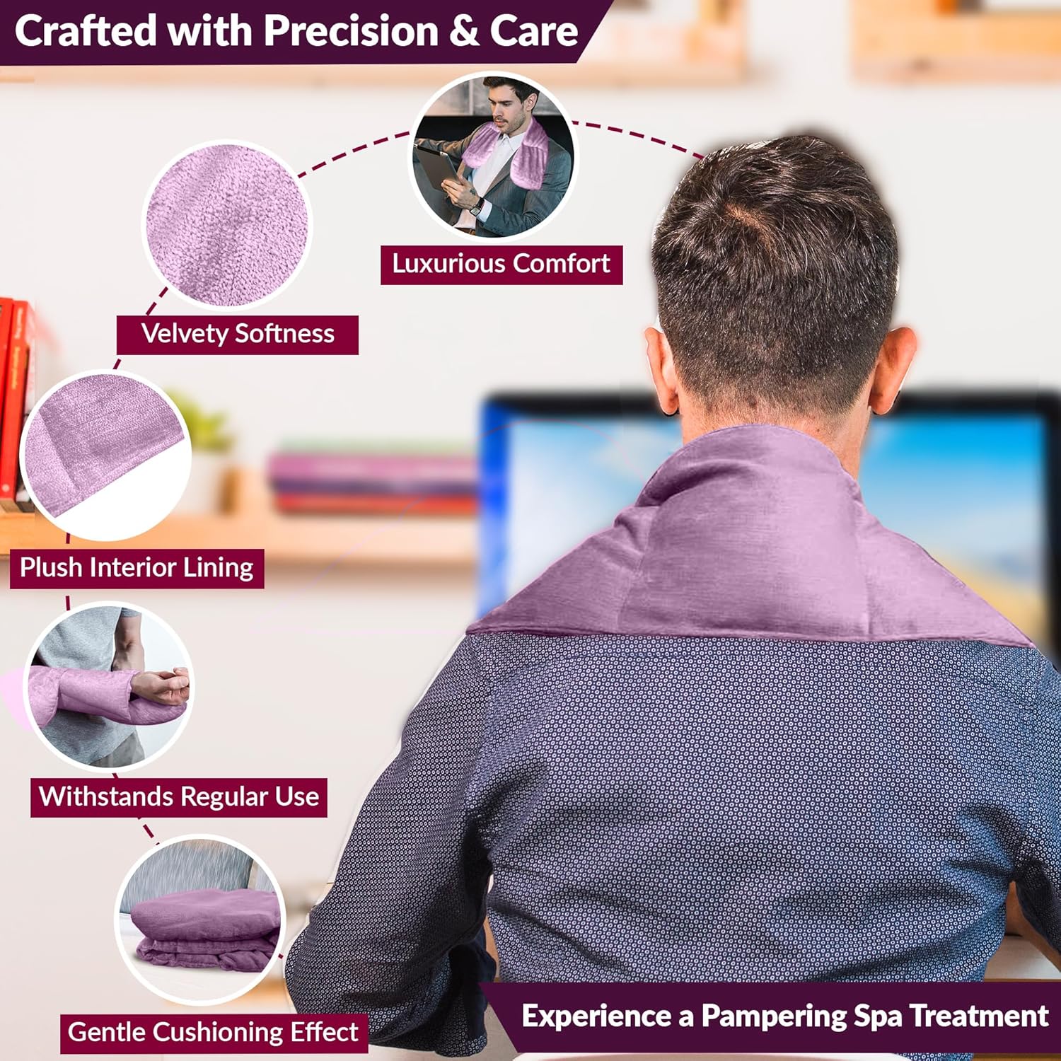 Kozi Neck Heating Pad | Microwaveable Weighted Shoulder Heating Pad | Neck and Shoulder Heating Pad with Herbal Aromatherapy (Amethyst)