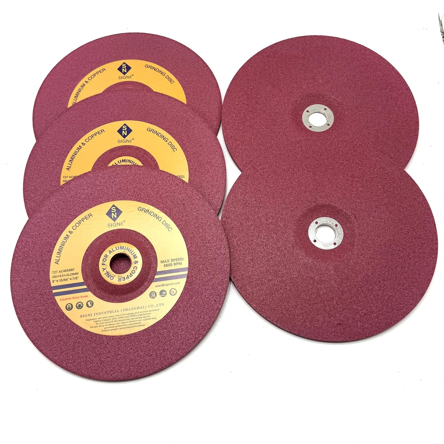 SIGNI Aluminum Grinding Wheel – Durable High-Performance Grinding Disc for Metal and Aluminum Surface Finishing, Precise Cutting and Polishing Tool(9 inch,6mm Thick，5 Pack)