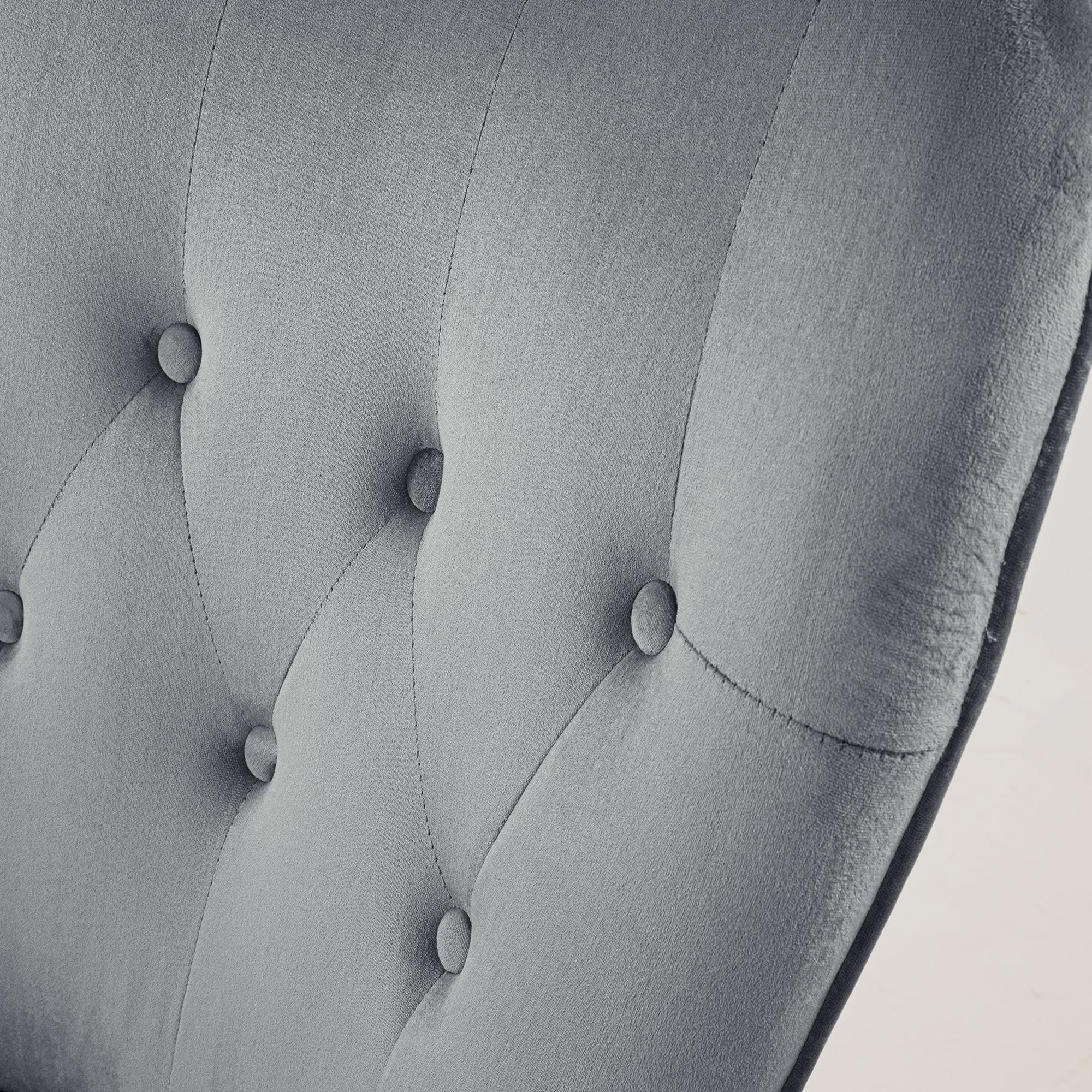 Albatros Sillón de Orejas Taburete York, Gris, Funda de Terciopelo, cómodamente tapizado, butaca para TV, sillón tapizado