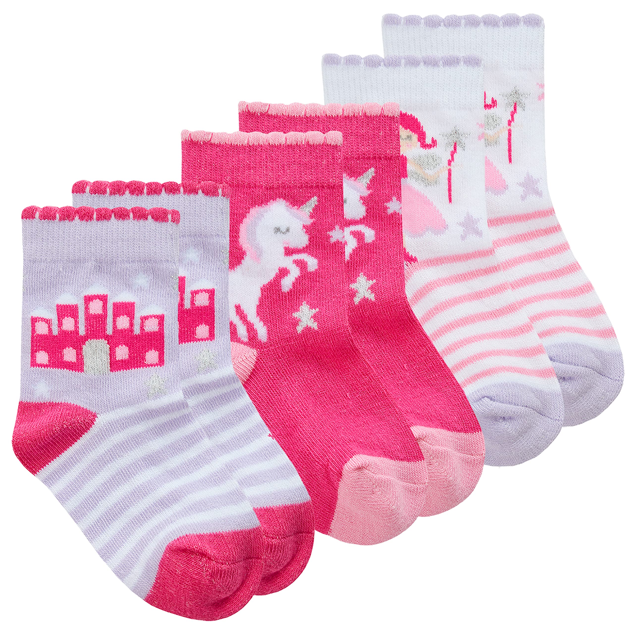 Metzuyan Baby Girls Cotton Rich Socks Ankle Low Cut Fairy Pink Fairy3-5.5