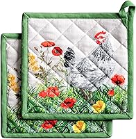 Vista 1 de Maison d' Hermine Juego de soportes para ollas 100% algodón, resistentes al calor, almohadillas calientes de 8 x 8 pulgadas con bucle para barbacoa