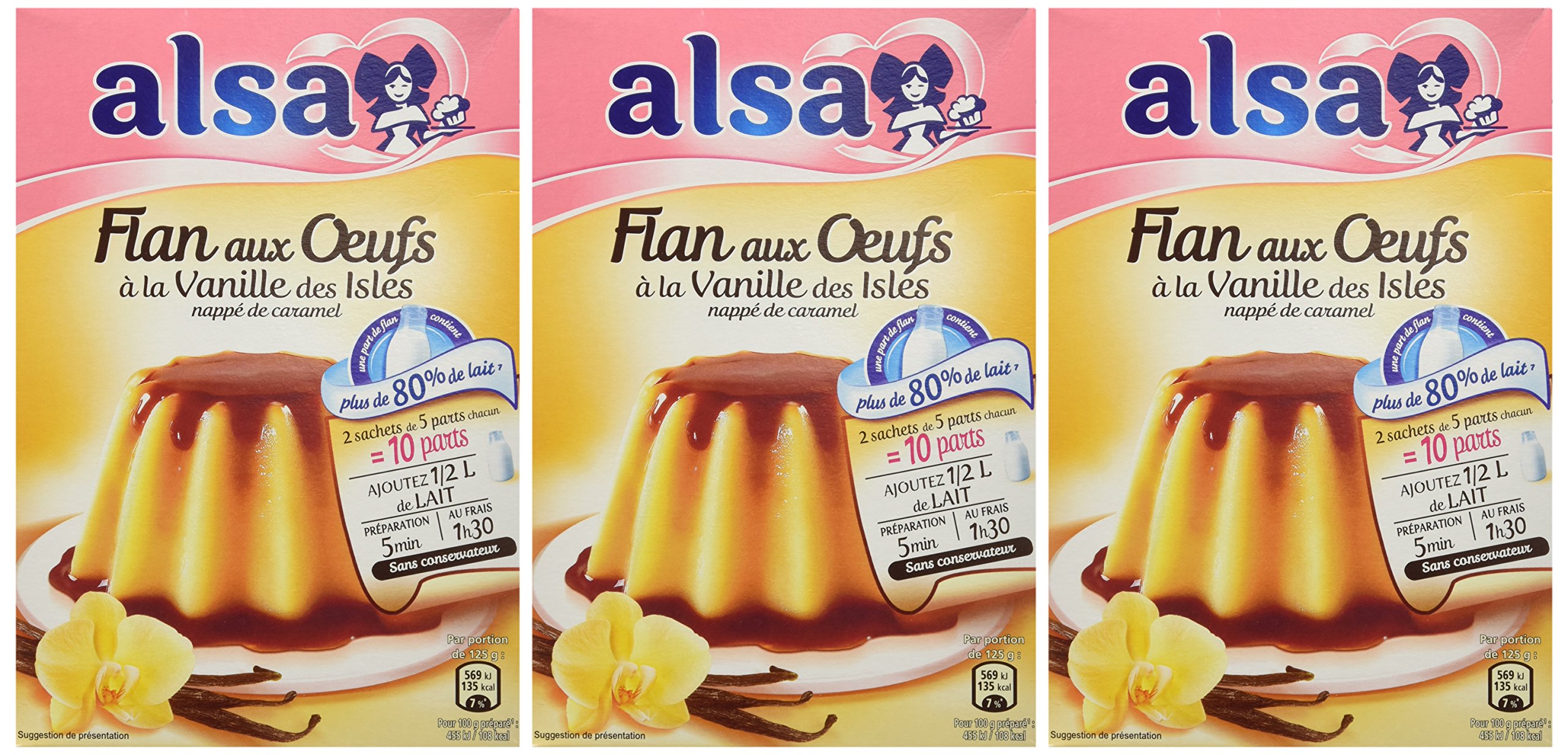 Alsa Préparation Flan Aux Œufs Vanille des Isles 2 Sachets 250g - Lot de 3