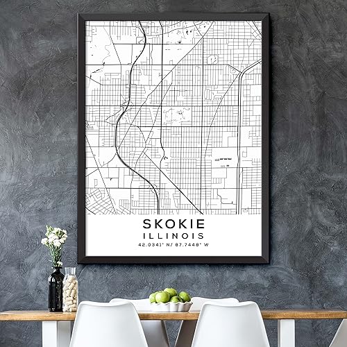 Miniatura 5 de Mapa de Skokie, Illinois, Light 2 (8x10)