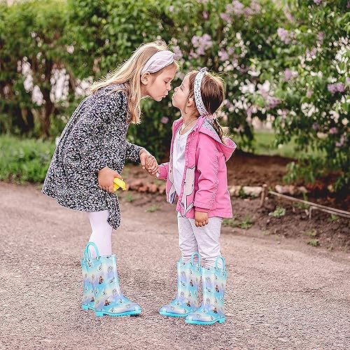 Miniatura 3 de Disney Frozen 2 Girls' Anna, Elsa & Olaf Waterproof PVC Rain Boots with Easy-On Handles Pink & Purple Toddler & Little Kid Sizes