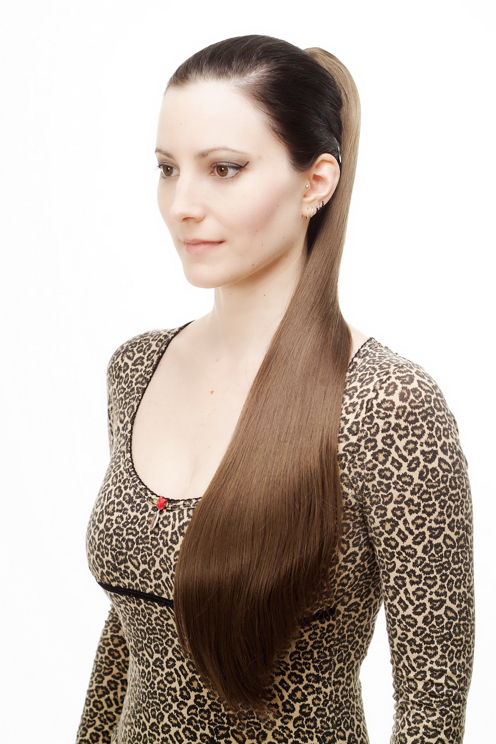 WIG ME UP - Hairpiece PONYTAIL with Claw Clamp/Clip extremely long straight & smooth medium brown T113-10 70 cm - Image 3