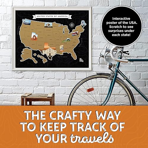 Miniatura 2 de Mapa de Estados Unidos para raspar con texto en inglés See Many Plazes, póster enmarcado de 20 x 16 pulgadas, mapa de viaje de Estados Unidos con