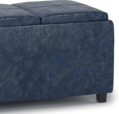 Miniatura 401 de Otomana rectangular de almacenamiento de cuero sintético Simpli Home Avalon., Cuero, Marrón Azul,Marrón Chocolate,Cloud gris,Gris oscuro,Azul