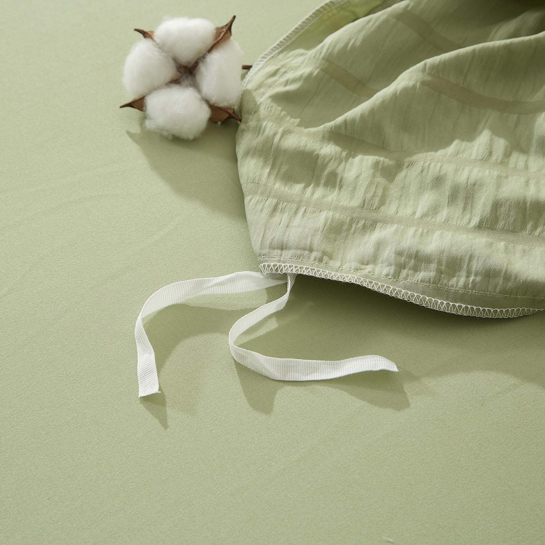 Yiran Piumino Matrimoniale Queen Size In Microfibra Seersucker A Nido D'ape – Verde Scacchi, Con 2 Federe, 228x228 Cm