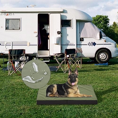Miniatura 6 de Cama para perros al aire libre, impermeable, portátil, plegable, refrescante, ortopédica para perros grandes, 35 pulgadas para todo tipo de clima