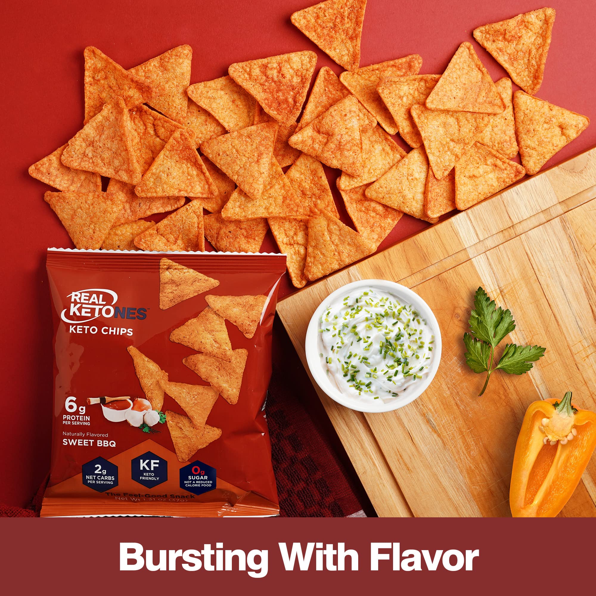 Real Ketones Keto Protein Chips with MCT, Tortilla Style, Sweet BBQ