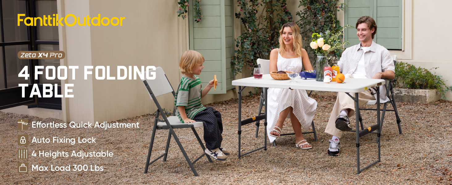 Amazon.com: FanttikOutdoor Folding Table 4 Foot, Effortless Quick