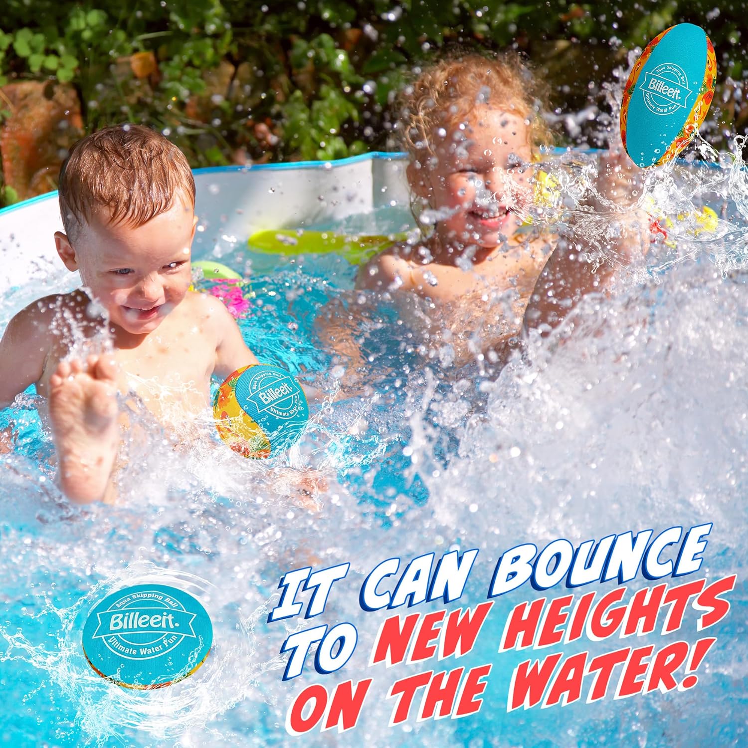 Billeeit 5Pcs Water Skipping Balls Set for Pool Play, Multi-Colored Splash Water Bouncing Balls, Fun Water Pool Beach Swim Toys & Games for Kids 3+ 4-8-12 and Adults