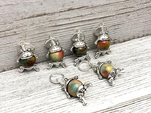 Miniatura 5 de Frog Knitting Stitch Markers, Set of 6 or 12 Progress Keepers for Knitters