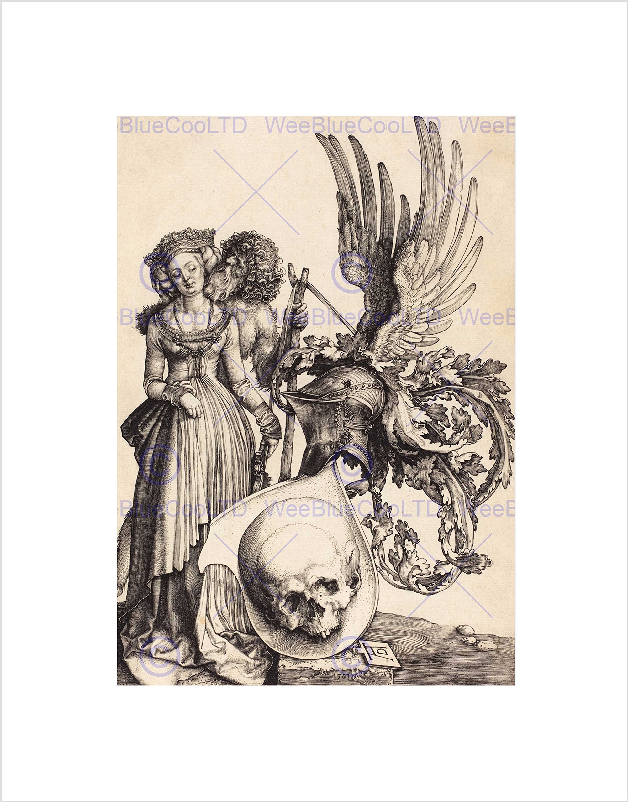 Wee Blue Coo Albrecht Durer German Coat Arms Skull Picture Wall Art Print