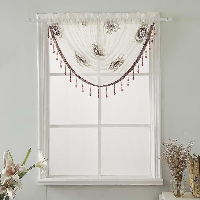 burgundy swag valance