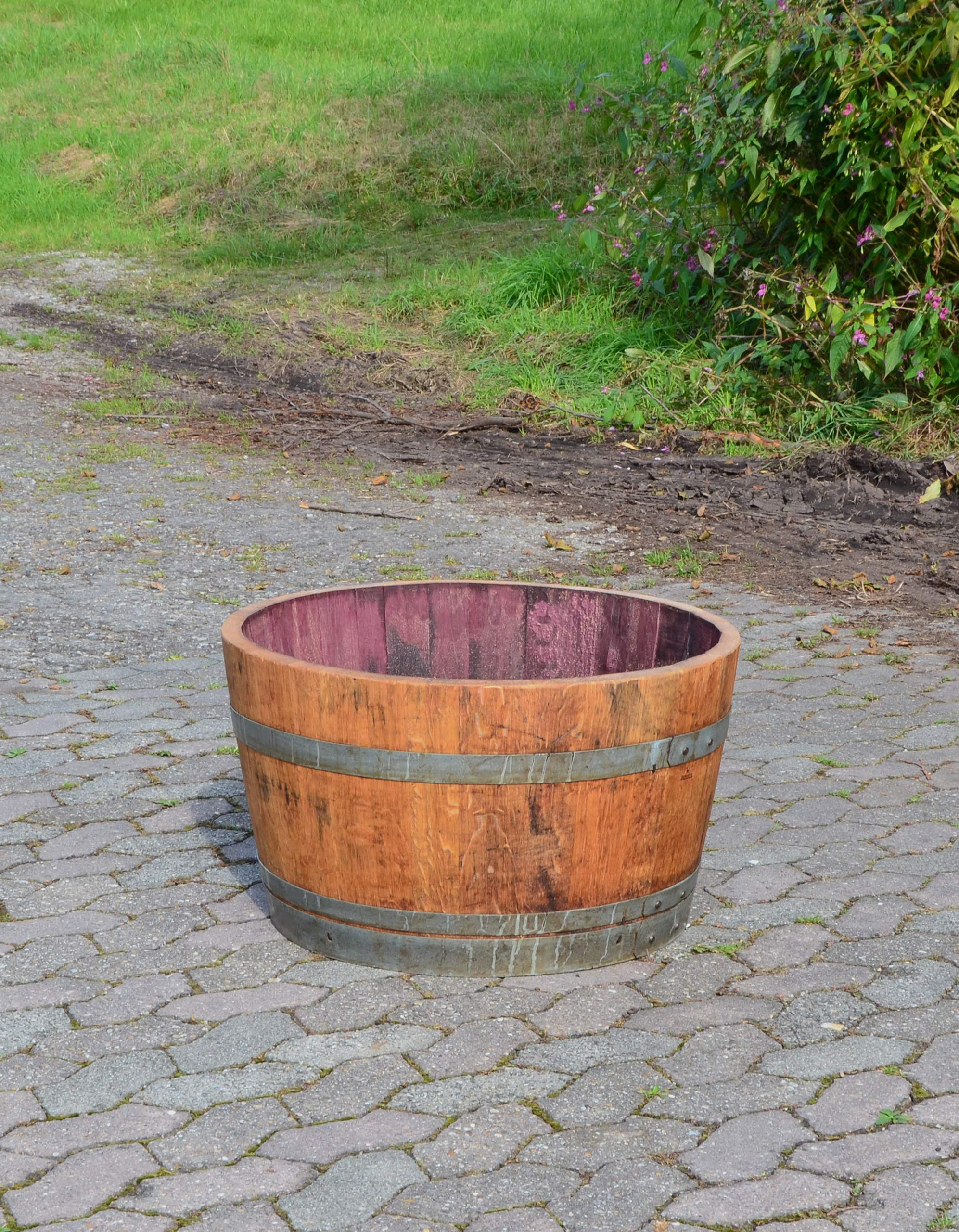 Temesso Demi tonneau de vin en Bois Naturel de chêne avec Effet huilé (avec Sangles et roleaux)