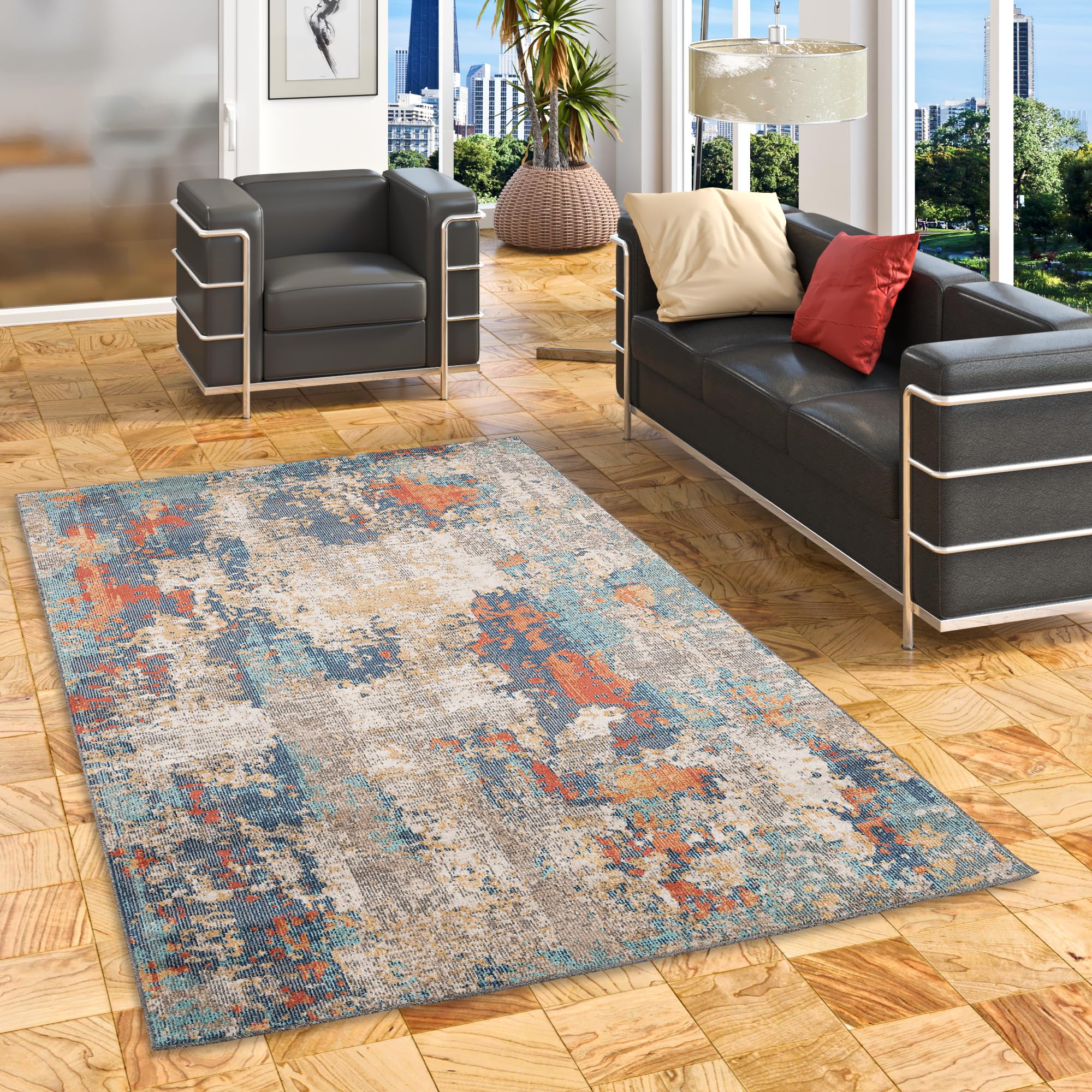 Pergamon Lagos - Tapis de Design d'intérieur/extérieur - Vintage Rouille - 5 Tailles