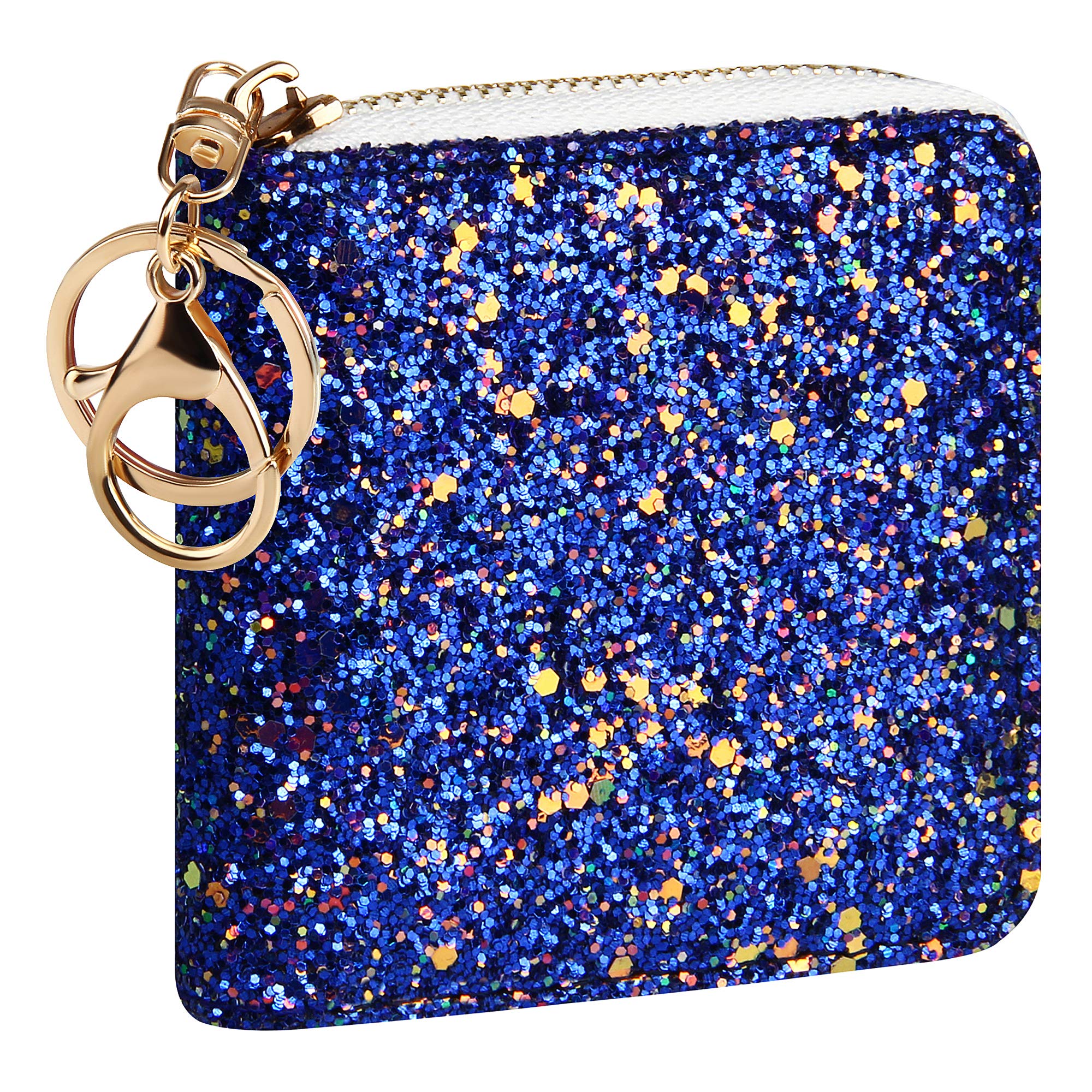 GEEAD Small Glitter Wallet for Women Girls Mini Coin Purse Pouches with Key Ring