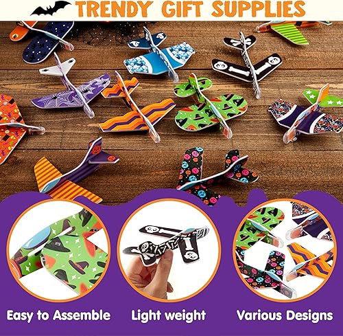 Miniatura 3 de JOYIN 48 aviones planeadores de espuma de Halloween para niños, planeadores de aviones de papel volador, juguetes a granel para regalos de fiesta de