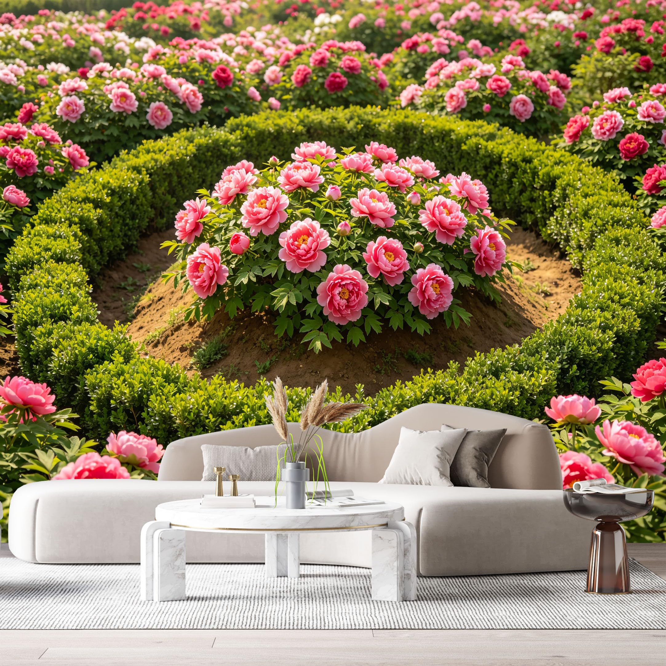 Custom Size Wall Murals Pink Peony Botanical Watercolor Contemporary SelfAdhesive Wall Fabric Removable Large Wallpaper for Photo Living Room Interior Decor