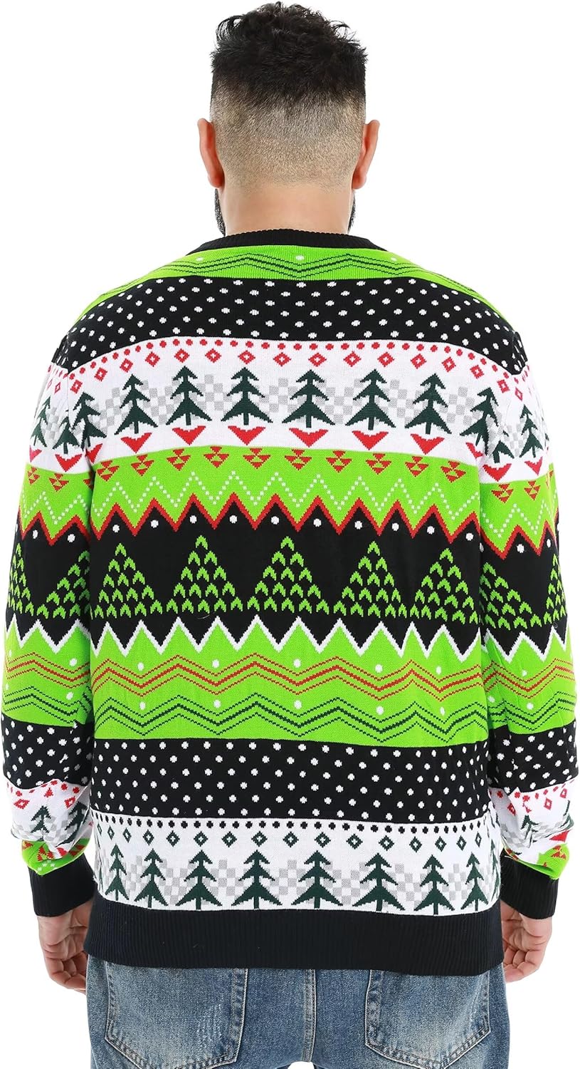 Men`s Ugly Christmas Sweater Unisex Women`s Funny Novelty Fairisle Pullover for PartyLargePerfectly Pine - Image 2