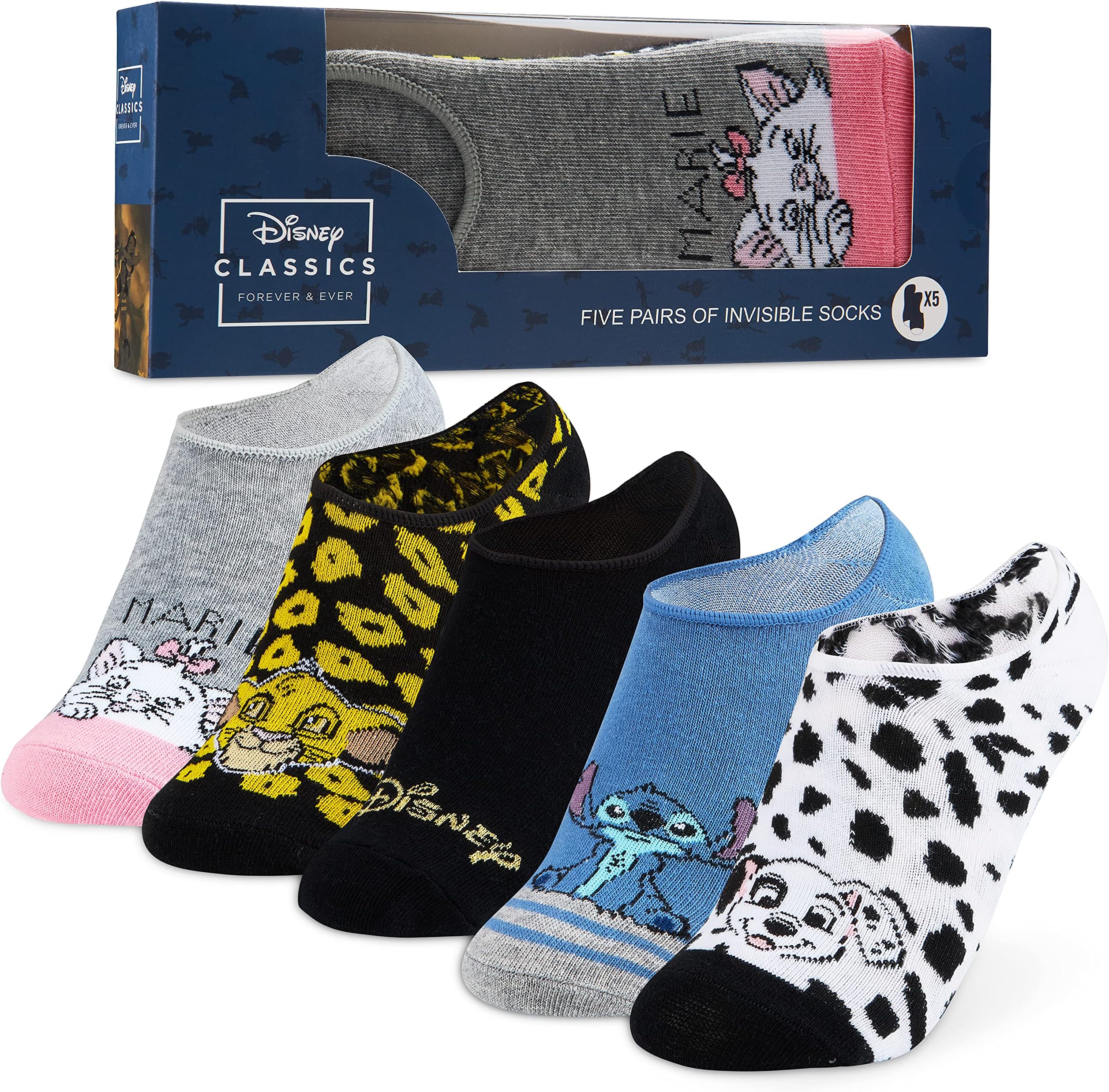 Stitch Socks for Women & Teens UK Size 2.5-7.5, Multipack No Show Ankle Socks, Minnie Mickey Marie, Gifts for Her